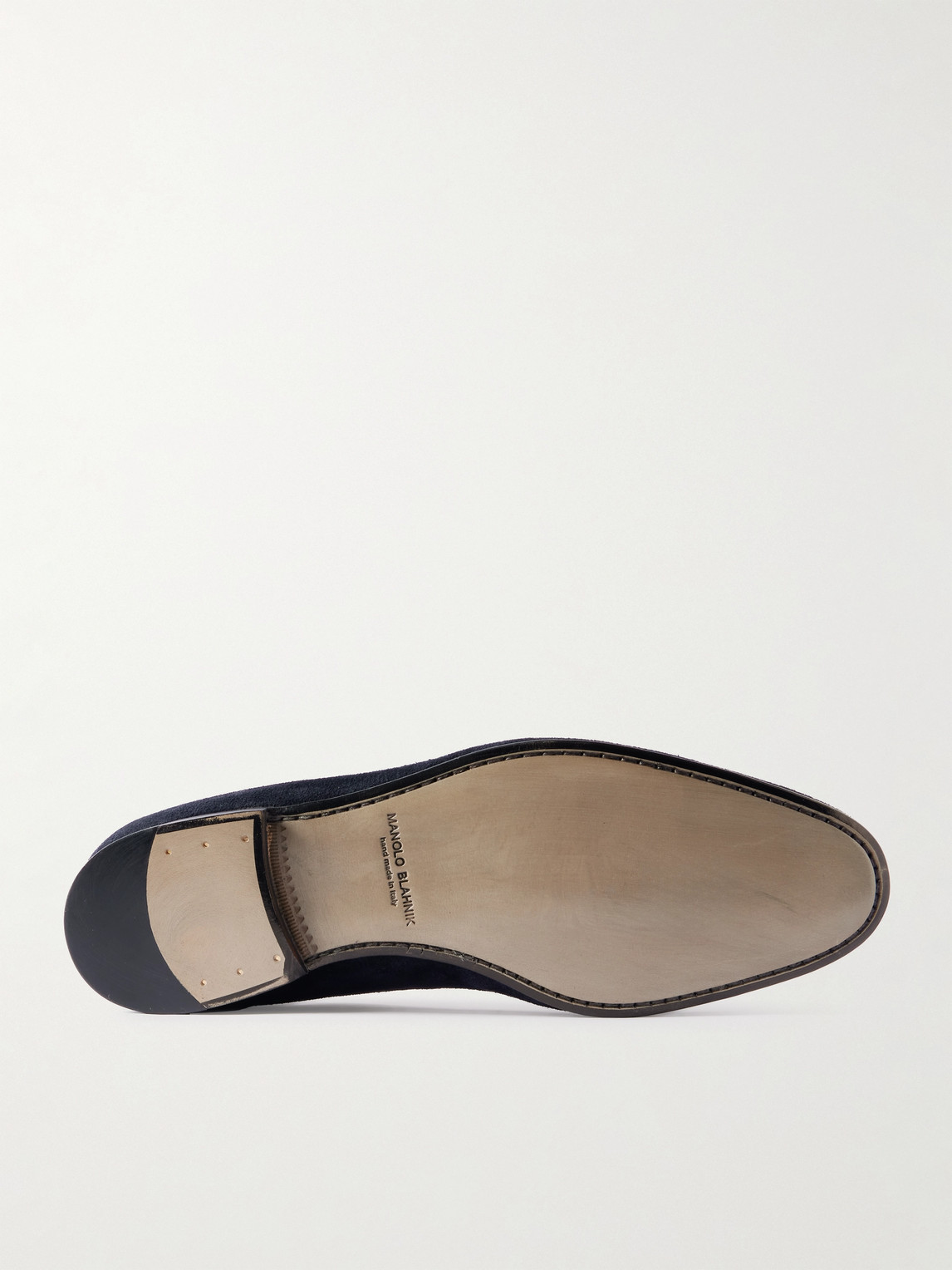 Manolo Blahnik Modena Leather-trimmed Suede Loafers In Blue