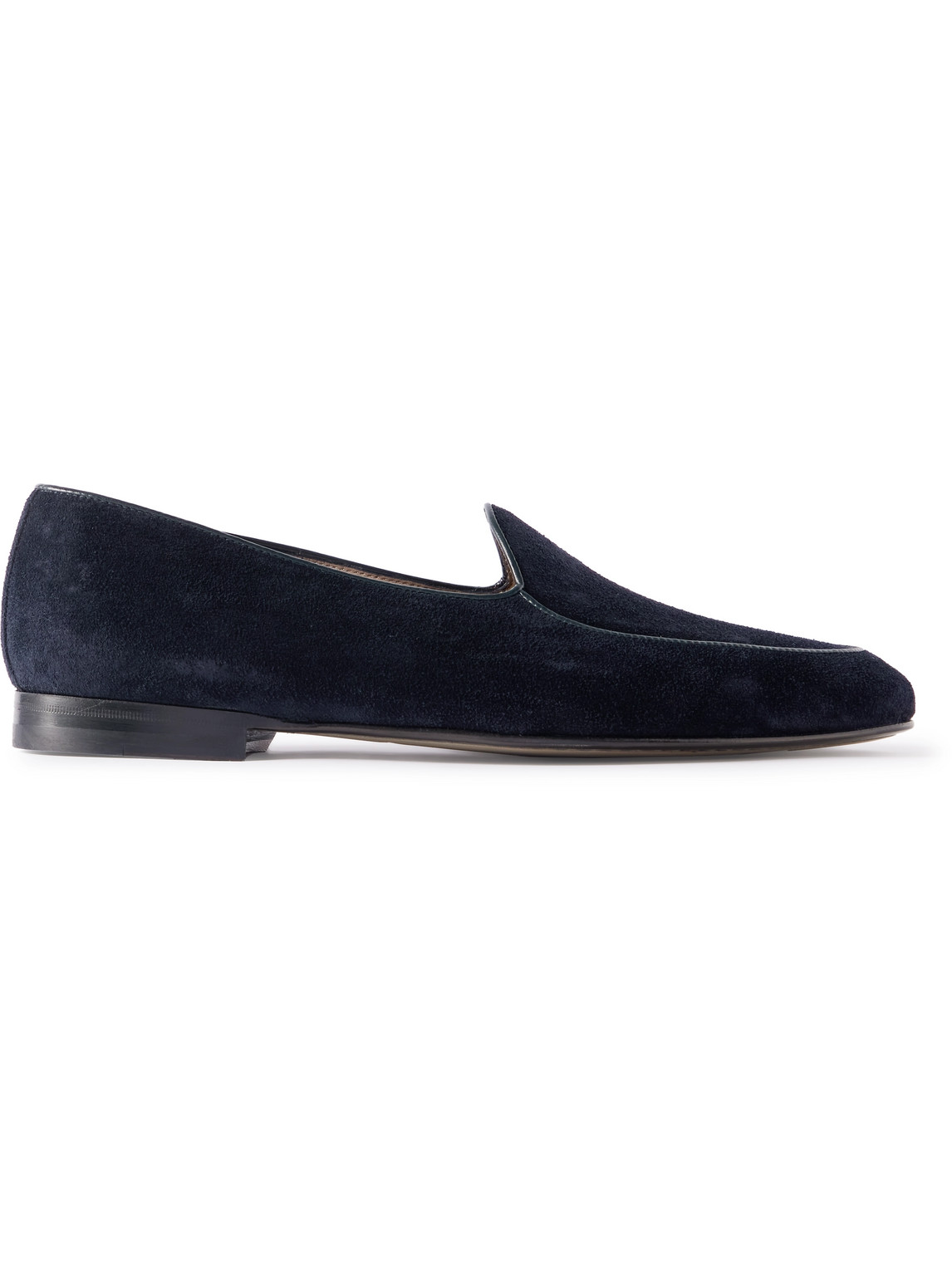 Manolo Blahnik Modena Leather-trimmed Suede Loafers In Blue
