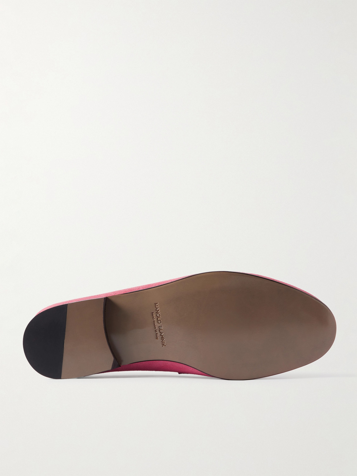 Manolo Blahnik Plymouth Collapsible-heel Suede And Leather Penny Loafers In Pink