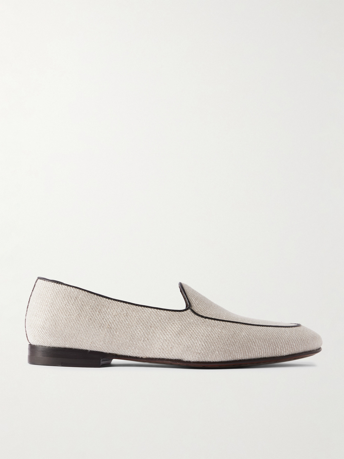 Manolo Blahnik Modena Leather-Trimmed Linen-Twill Loafers - Men