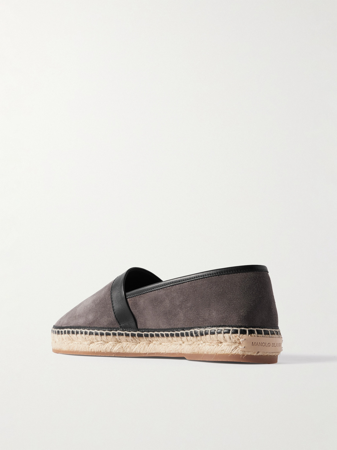 Manolo Blahnik Nerano Leather-trimmed Suede Espadrilles In Gray