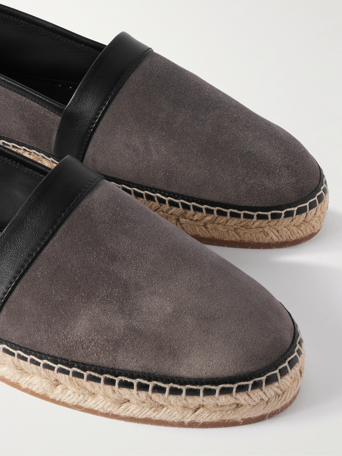 Manolo Blahnik Nerano Leather-trimmed Suede Espadrilles In Gray