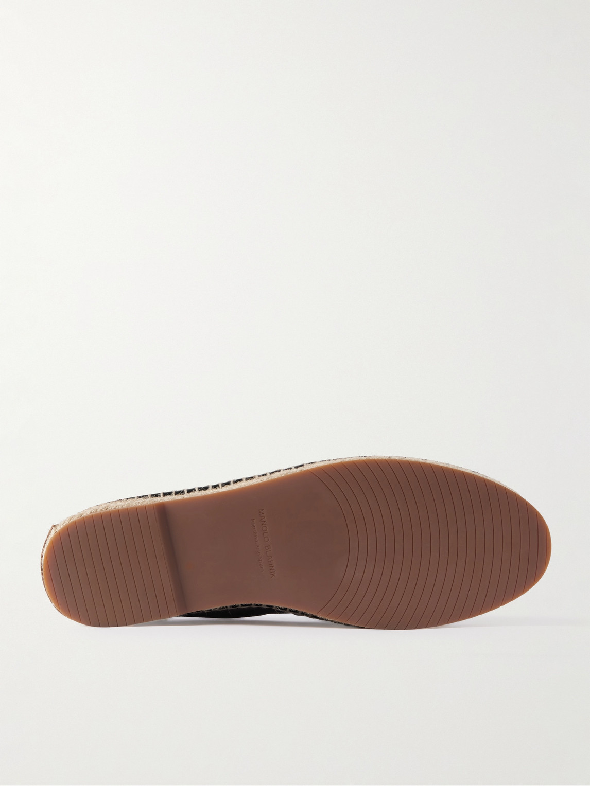 Manolo Blahnik Nerano Leather-trimmed Suede Espadrilles In Gray