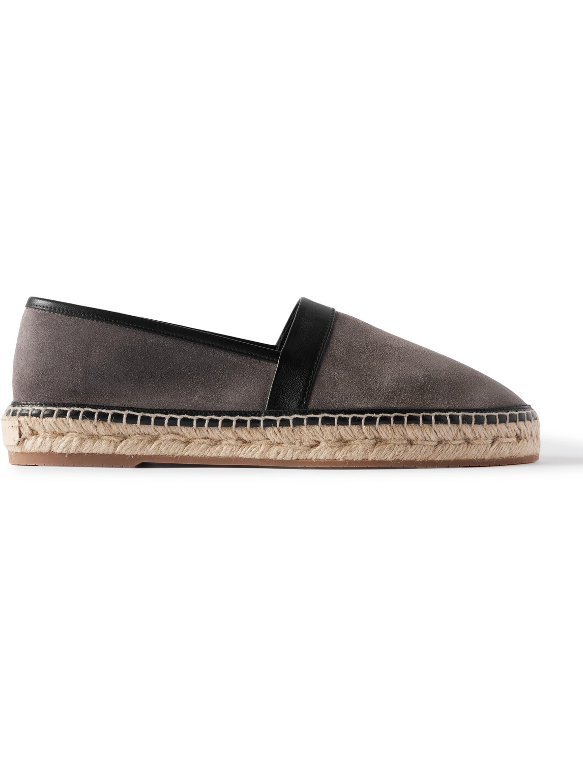 Manolo Blahnik Nerano Leather-trimmed Suede Espadrilles In Grey