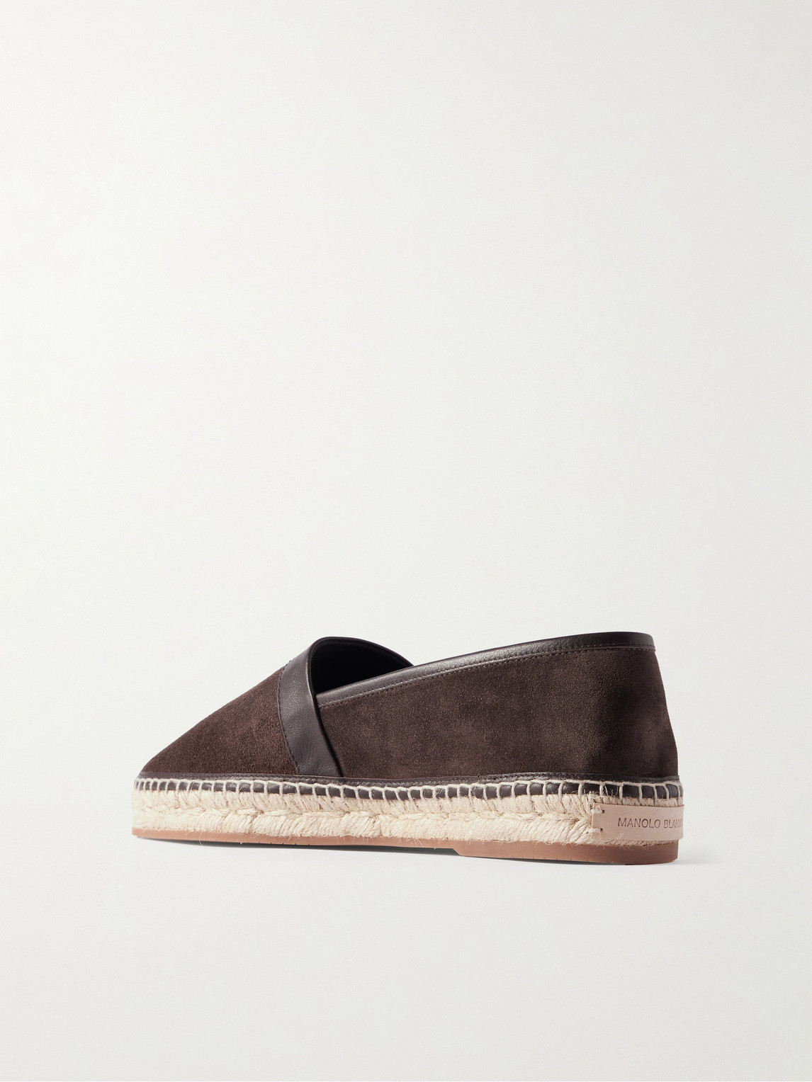 Manolo Blahnik Nerano Leather-trimmed Suede Espadrilles In Brown