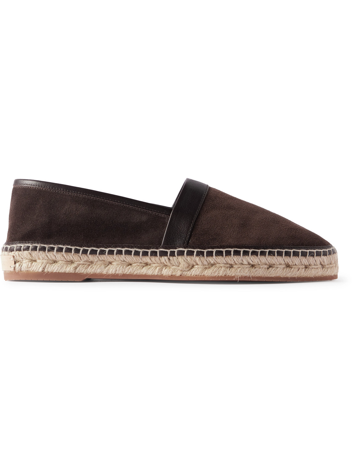 Manolo Blahnik Nerano Leather-trimmed Suede Espadrilles In Brown