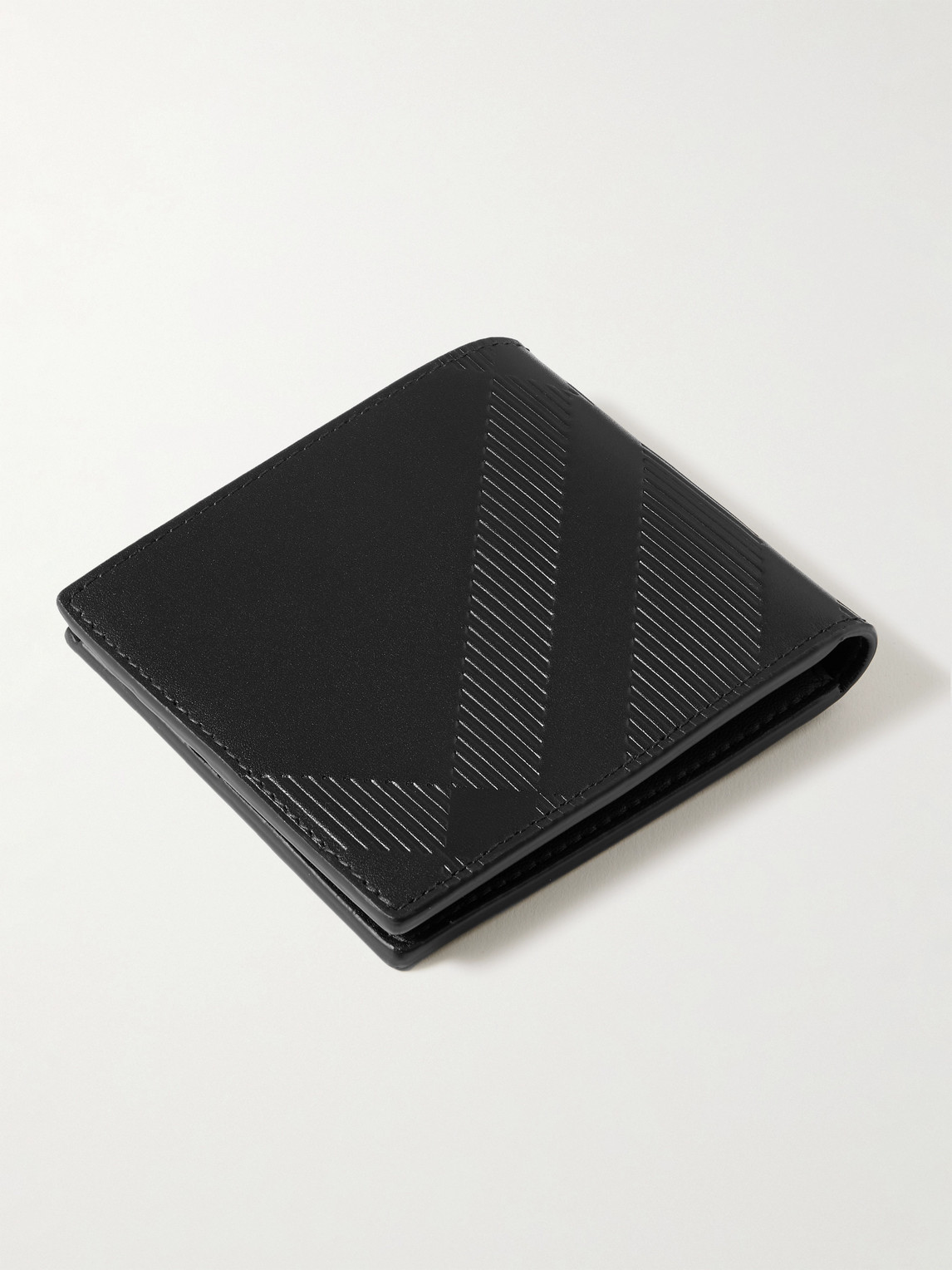 Burberry Embossed Check Bifold Wallet In Black