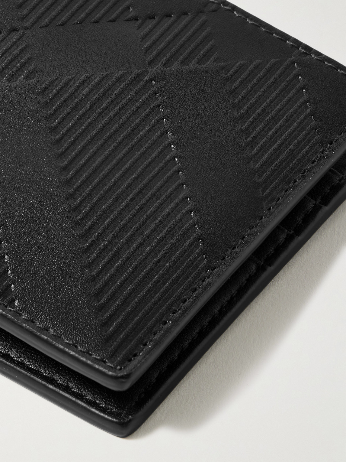 Burberry Embossed Check Bifold Wallet In Black