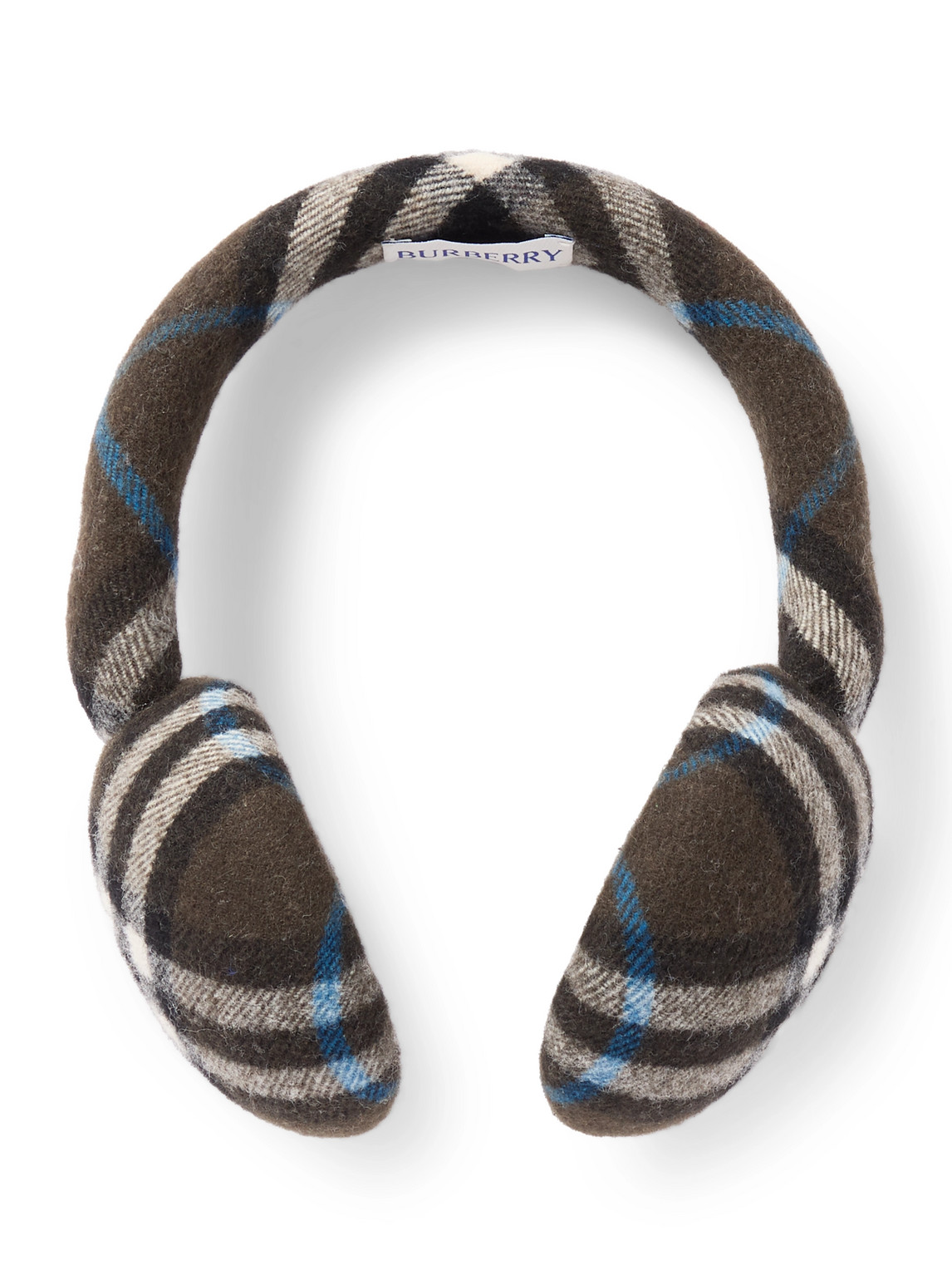 Shop Burberry Checked Cotton-flannel Earmuffs In Brown