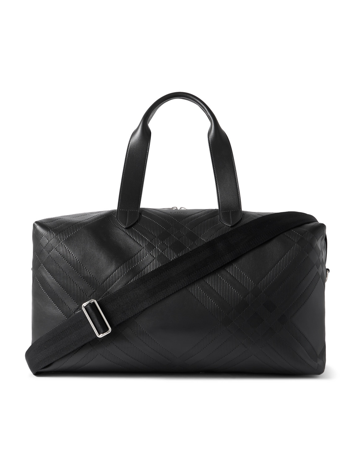 Burberry Embossed Full-grain Leather Weekend Bag In Black