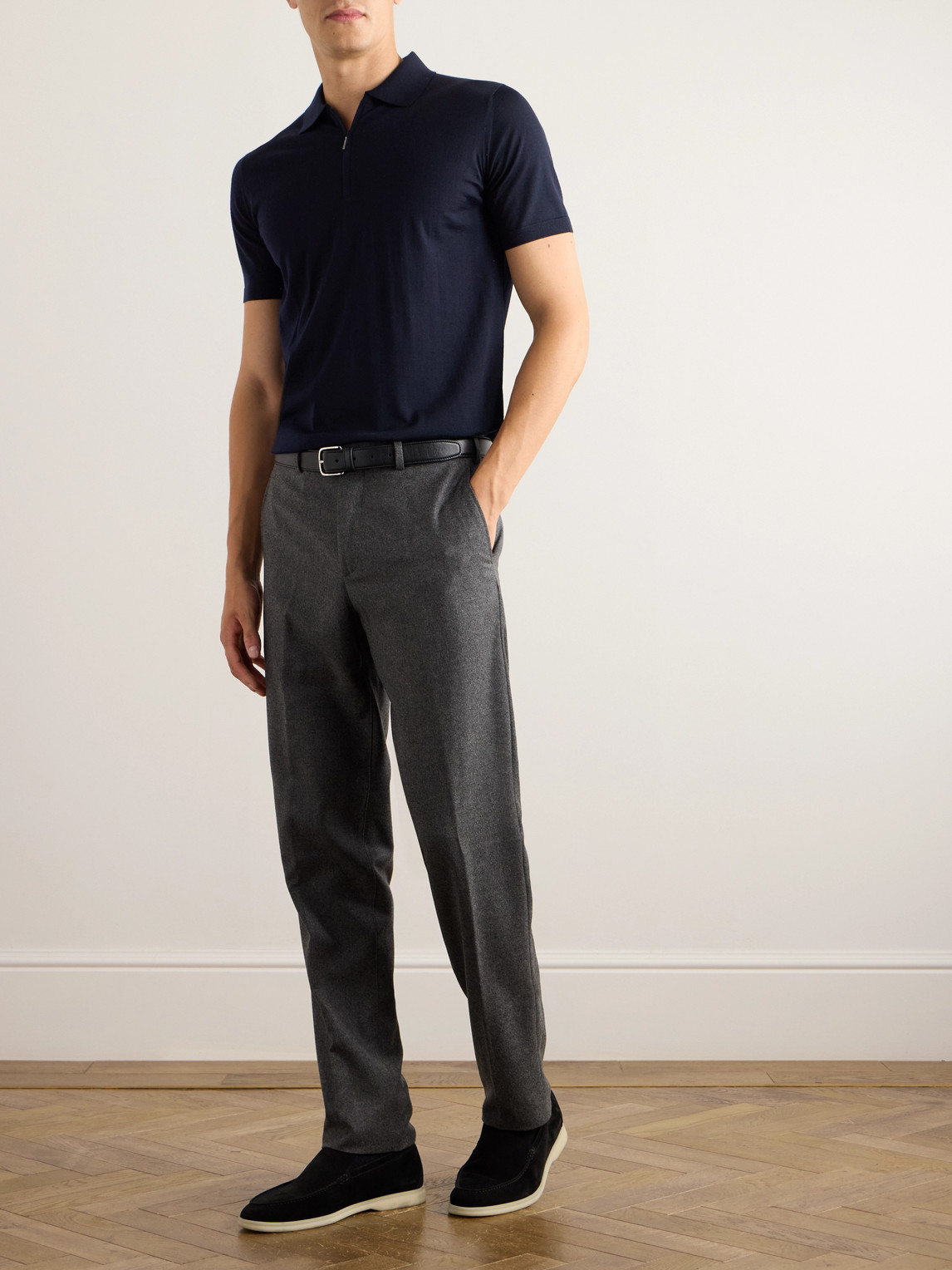 Loro Piana Wish® Wool Polo Shirt In Blue