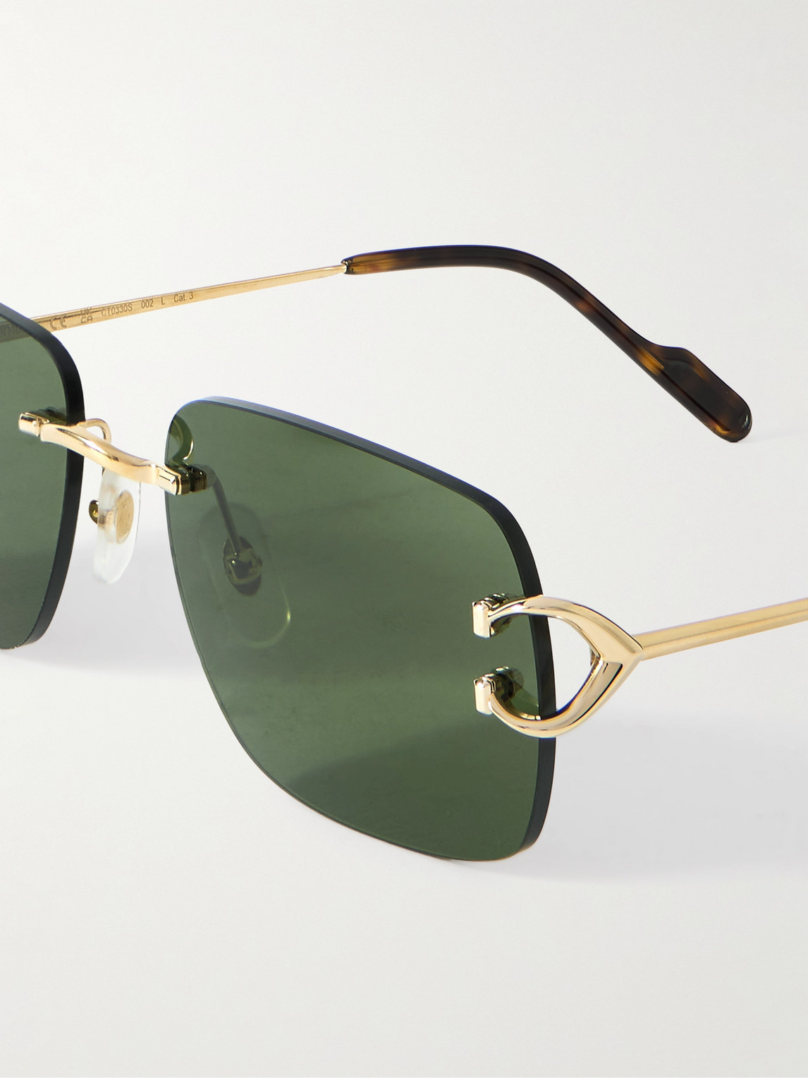 Cartier Frameless Gold-tone And Tortoiseshell Acetate Sunglasses In Gold