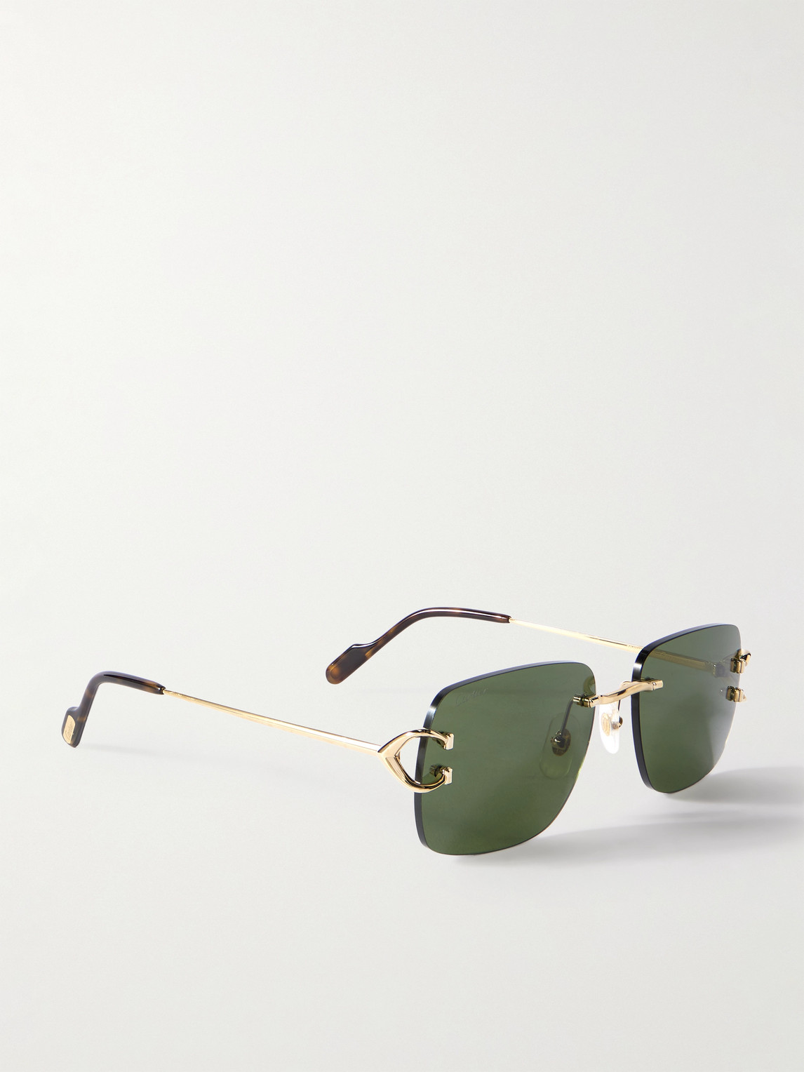 Cartier Frameless Gold-tone And Tortoiseshell Acetate Sunglasses In Gold