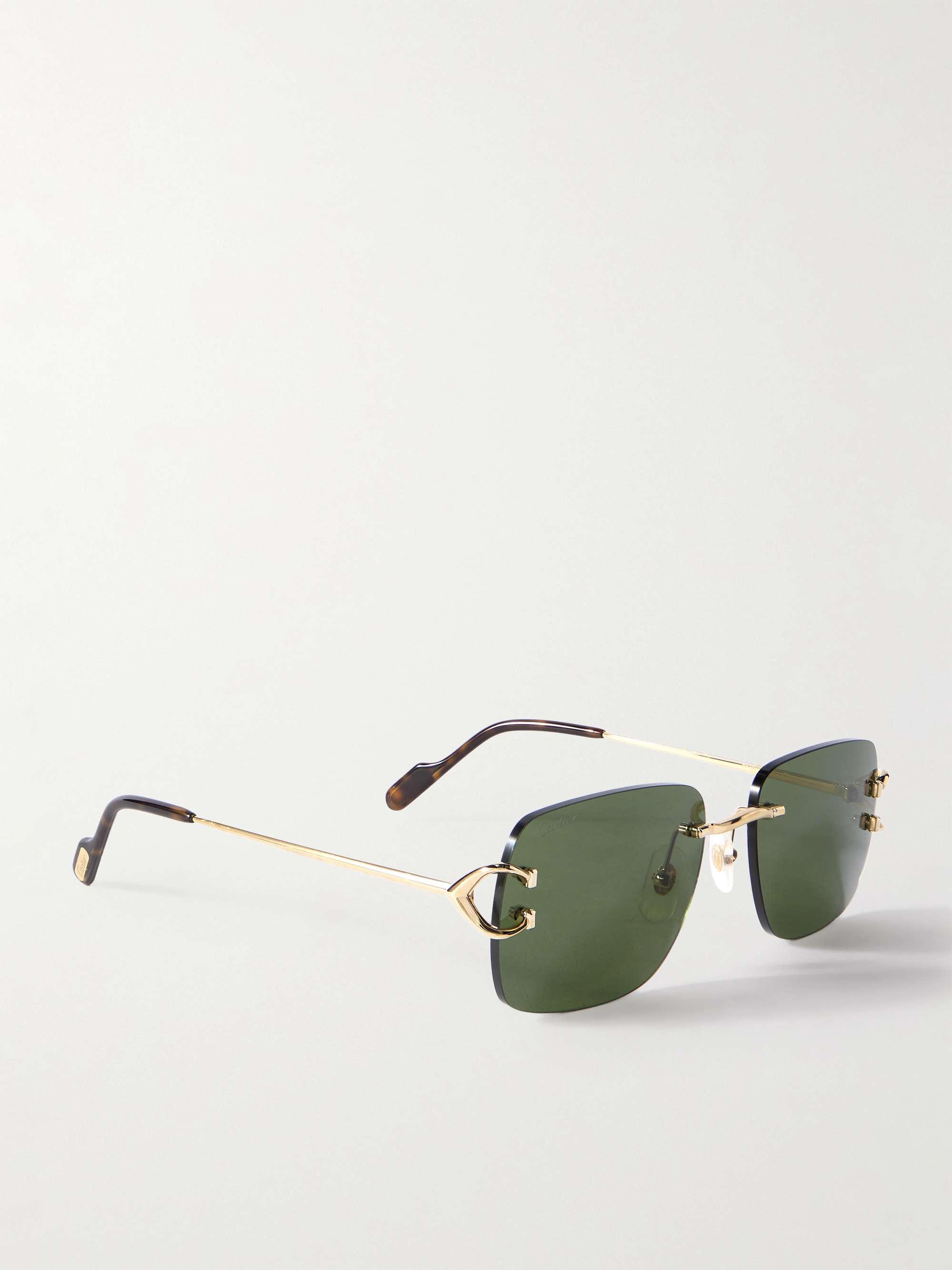 CARTIER EYEWEAR Frameless Gold-Tone and Acetate Sunglasses