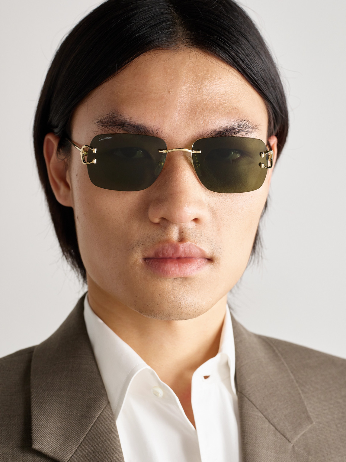 Cartier Frameless Gold-tone And Tortoiseshell Acetate Sunglasses In Gold