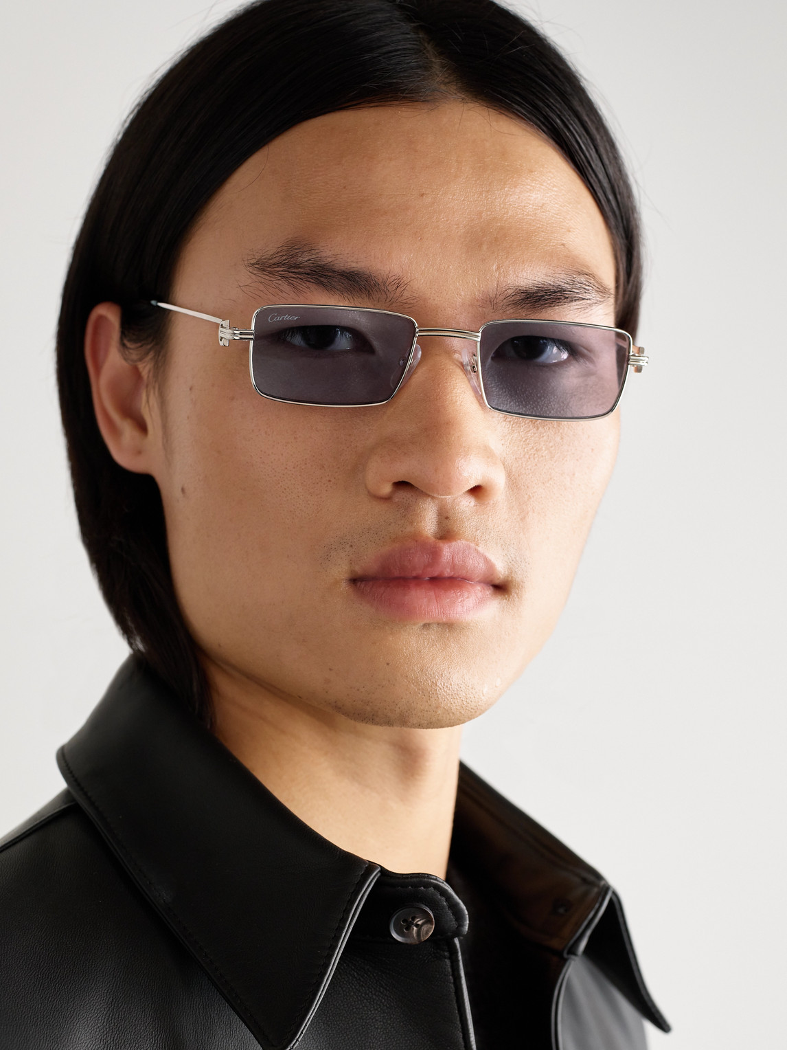 Cartier Square-frame Silver-tone Sunglasses In Silver
