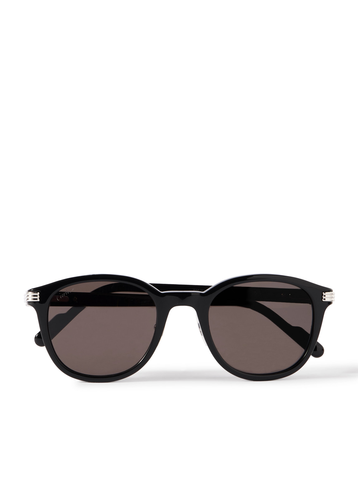 Cartier Round-frame Embellished Acetate Sunglasses In Black