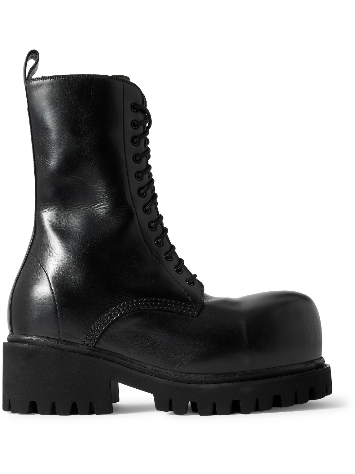 Balenciaga Stomper Leather Boots In Black