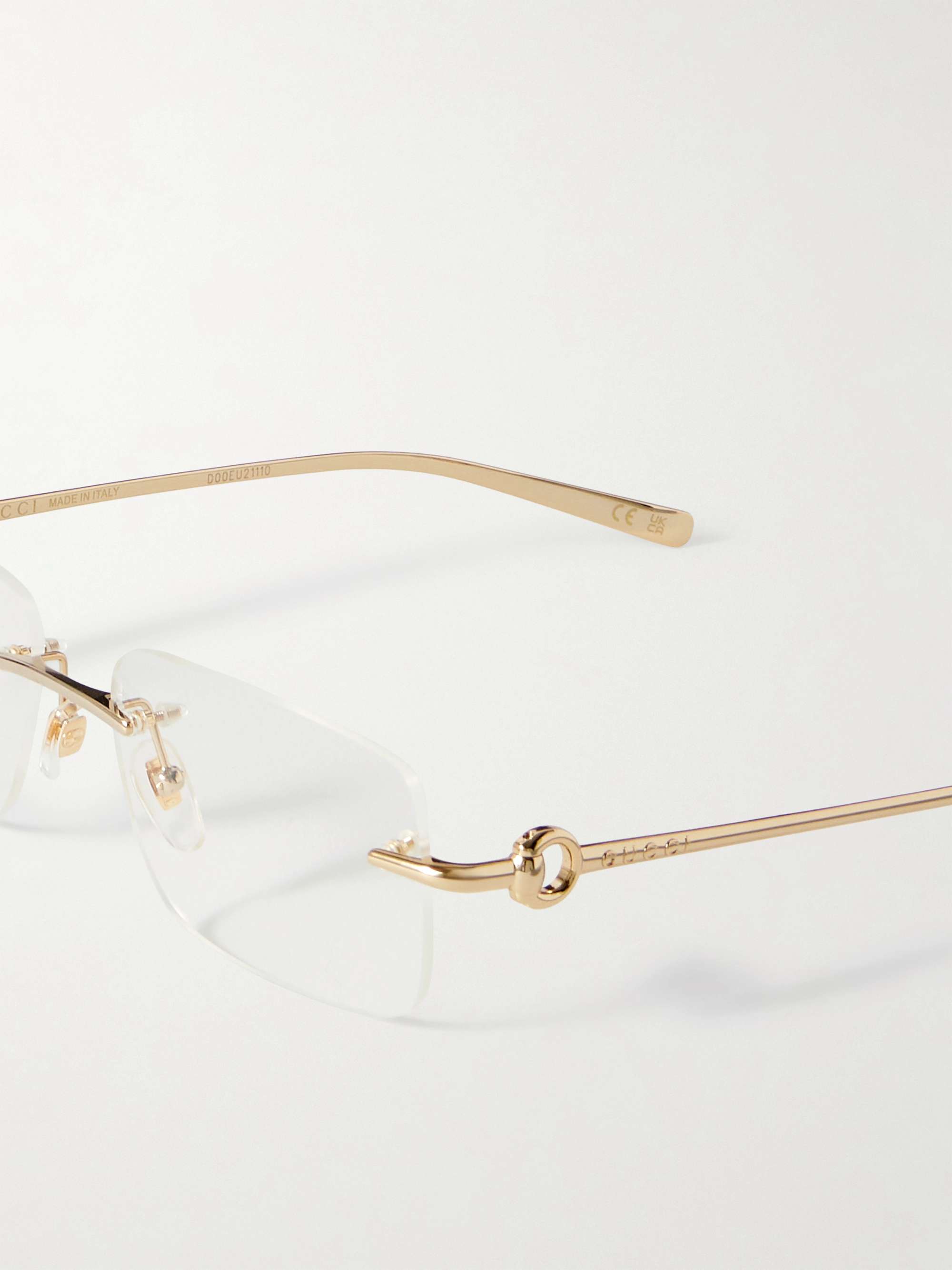 GUCCI EYEWEAR Rectangular-Frame Rimless Gold-Tone Optical