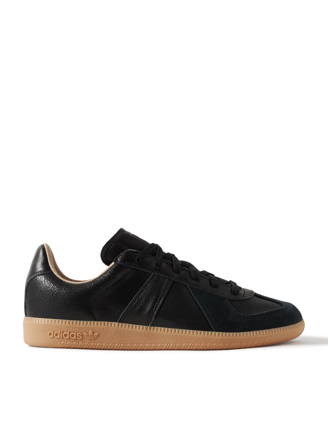 Adidas Originals Bw Army Lux Suede-trimmed Cracked-leather Sneakers In Black