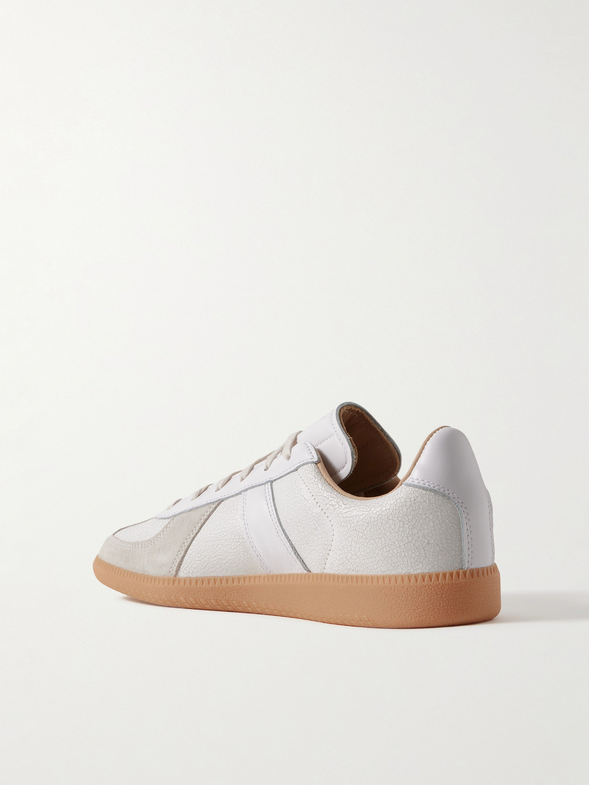 ADIDAS ORIGINALS BW ARMY LUX SUEDE-TRIMMED CRACKED-LEATHER SNEAKERS