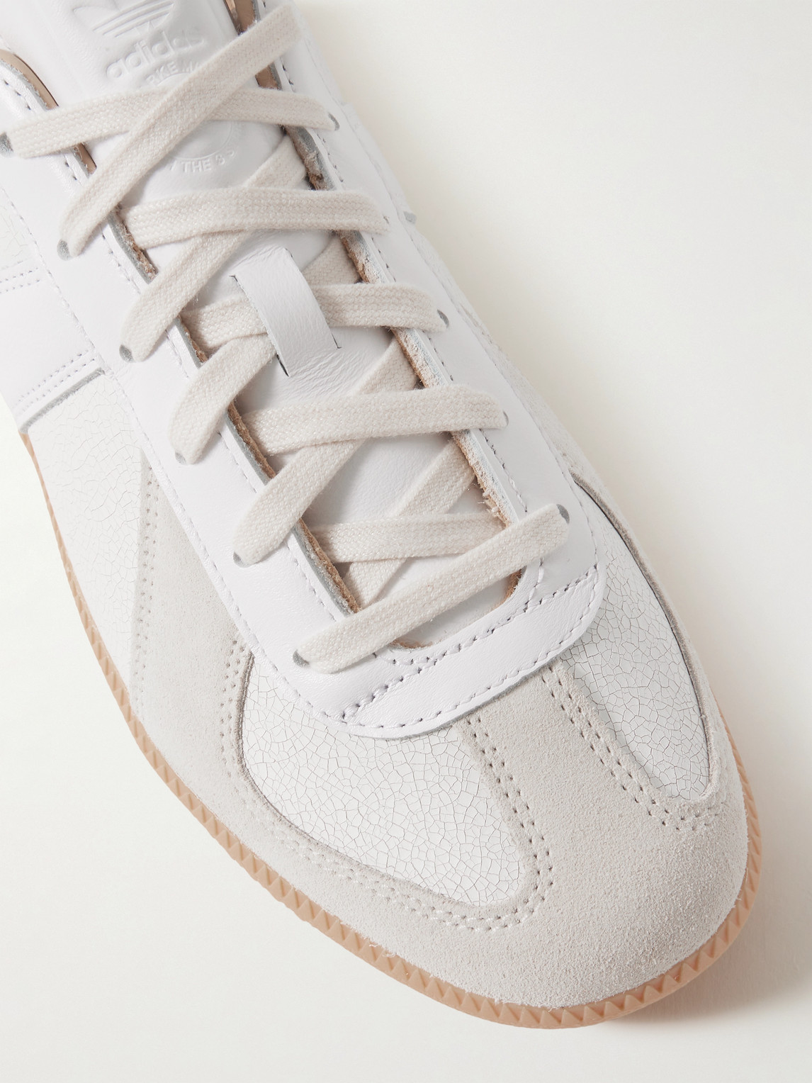 ADIDAS ORIGINALS BW ARMY LUX SUEDE-TRIMMED CRACKED-LEATHER SNEAKERS