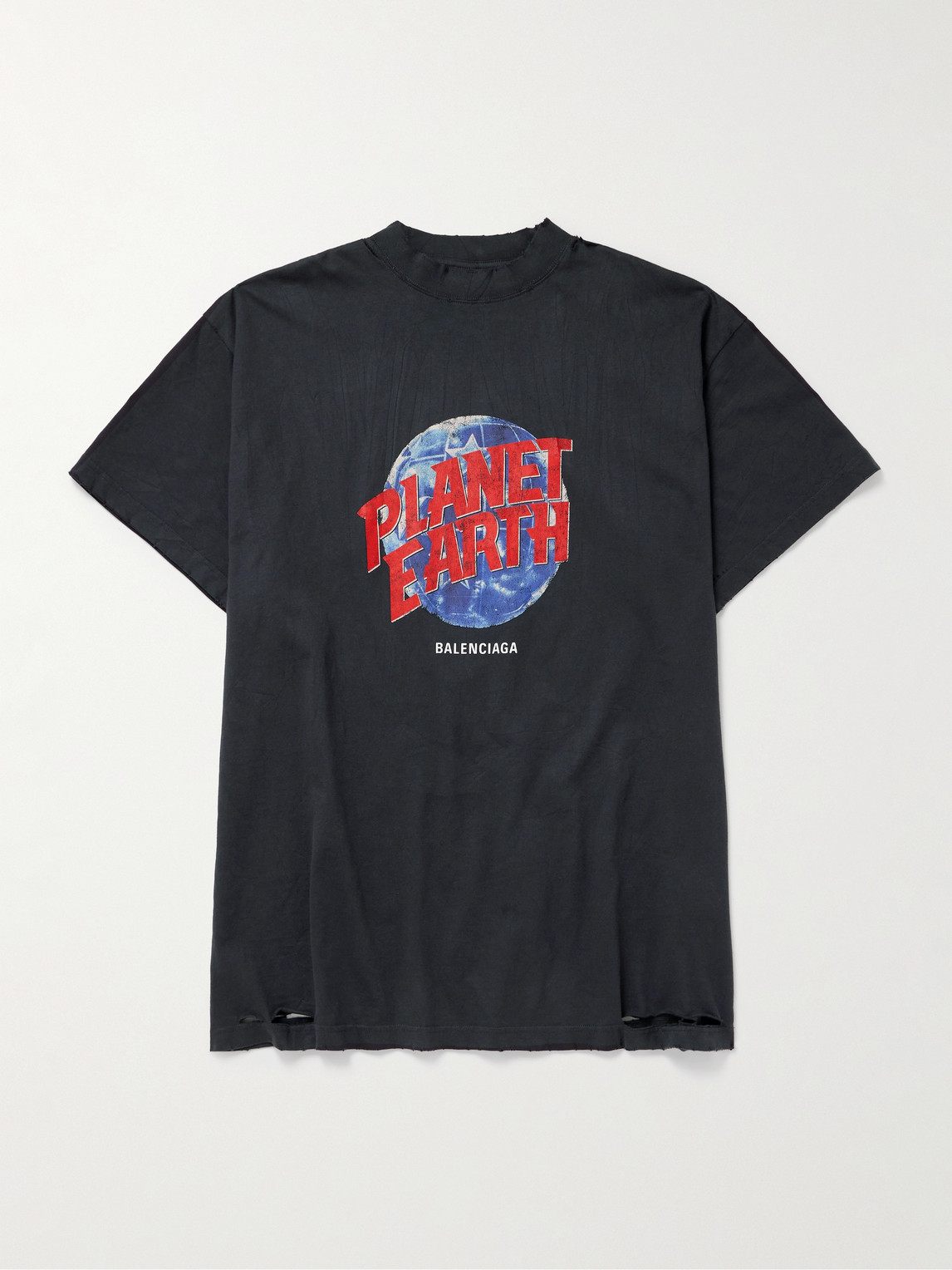 Balenciaga Distressed Printed Cotton-Jersey T-Shirt - Men