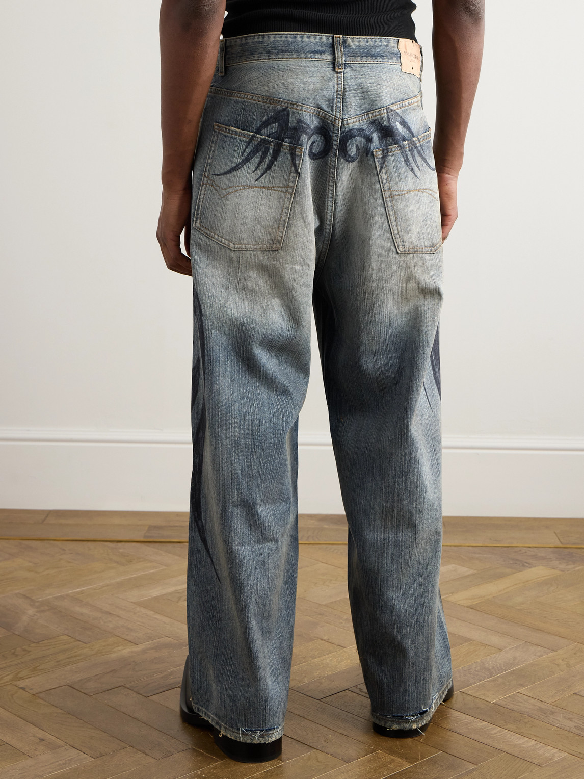  Balenciaga - Y2k Wide-leg Distressed Printed Jeans - Men - Blue - L 