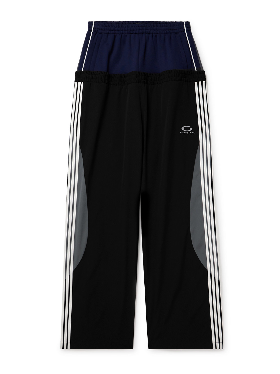 Balenciaga - Wide-Leg Layered Striped Tech-Jersey and Shell Track  