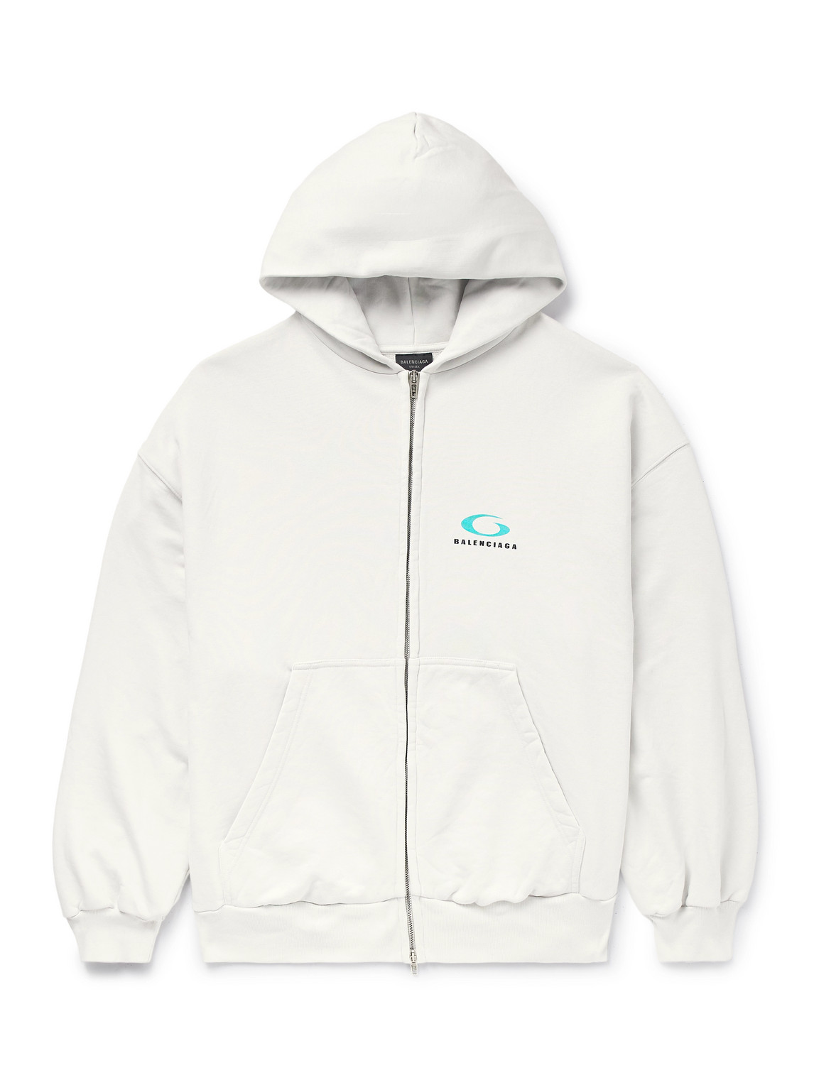 Balenciaga Logo-Print Cotton-Jersey Zip-Up Hoodie Curated Menswear