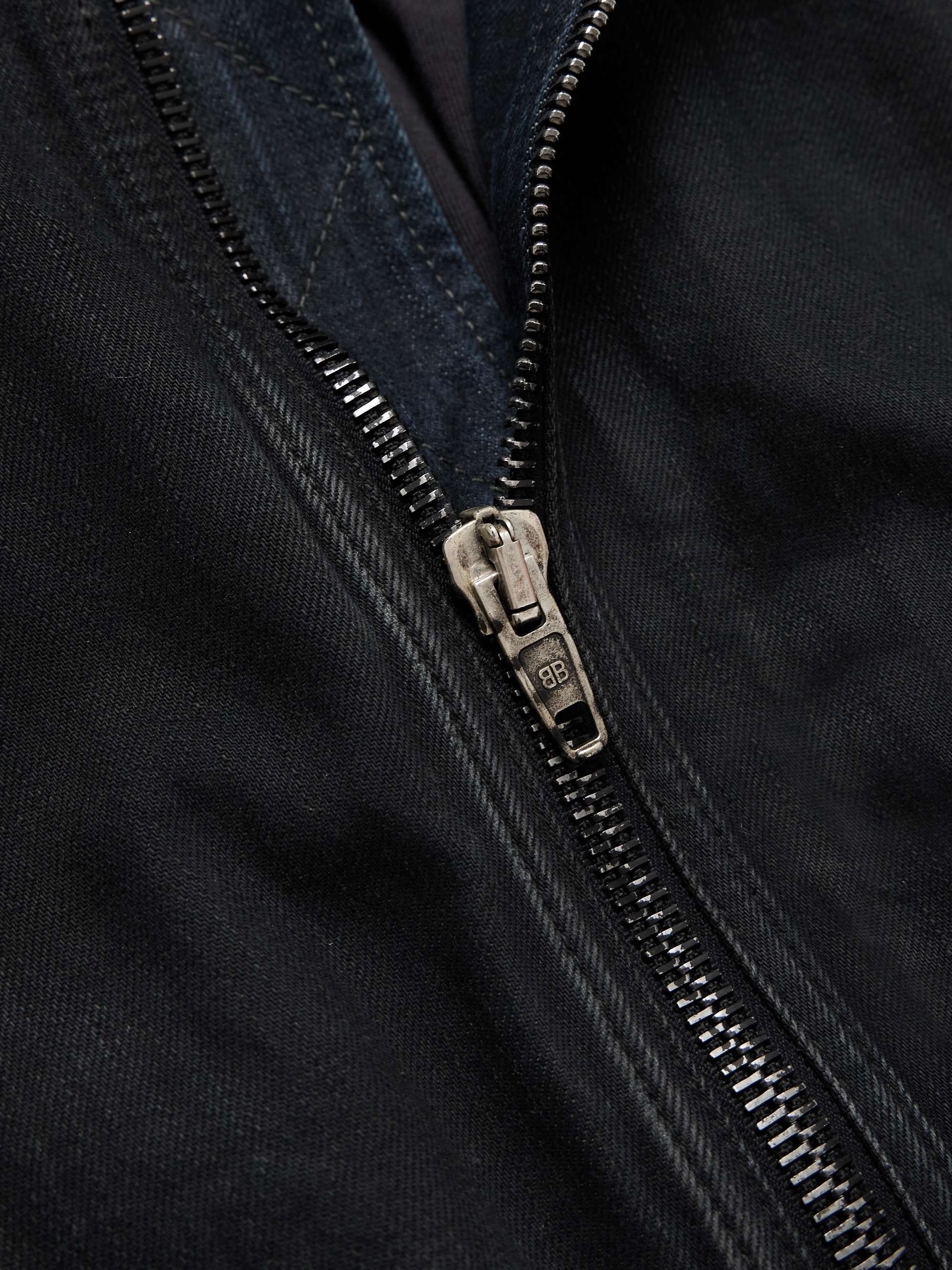BALENCIAGA Distressed Padded Denim Bomber Jacket for Men BALENCIAGA Distressed Padded Denim Bomber Jacket for Men