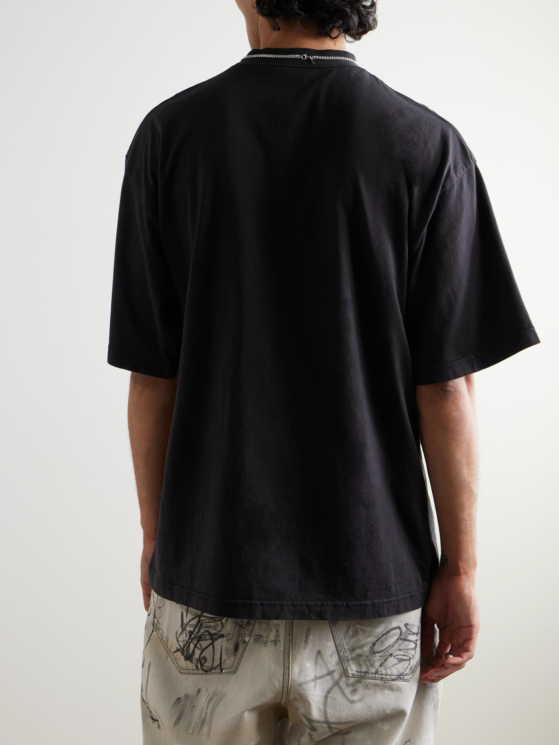 Balenciaga Icon Print Cotton T-shirt In Black