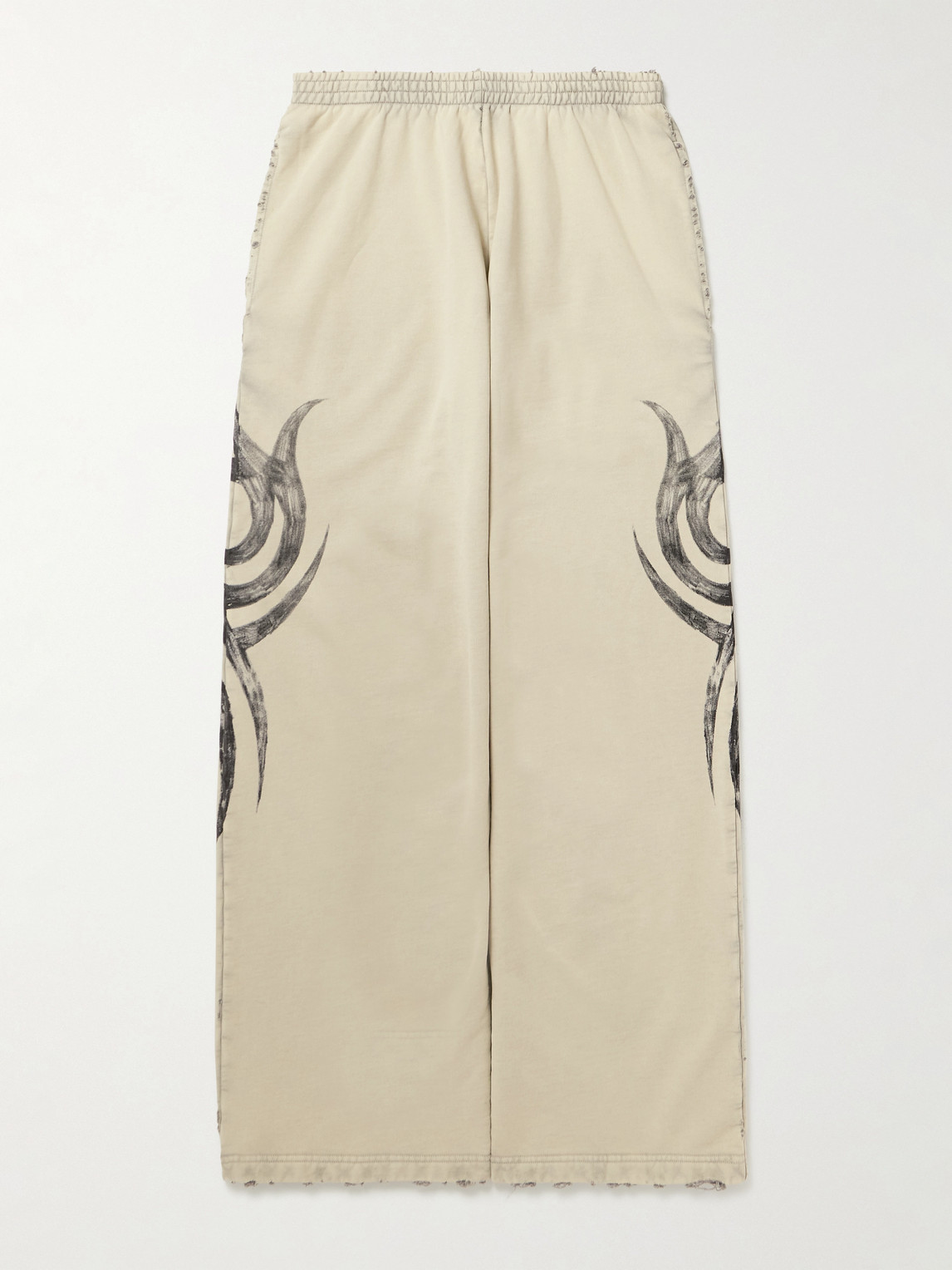 Balenciaga Wide-Leg Distressed Printed Cotton-Jersey weatpants - Men