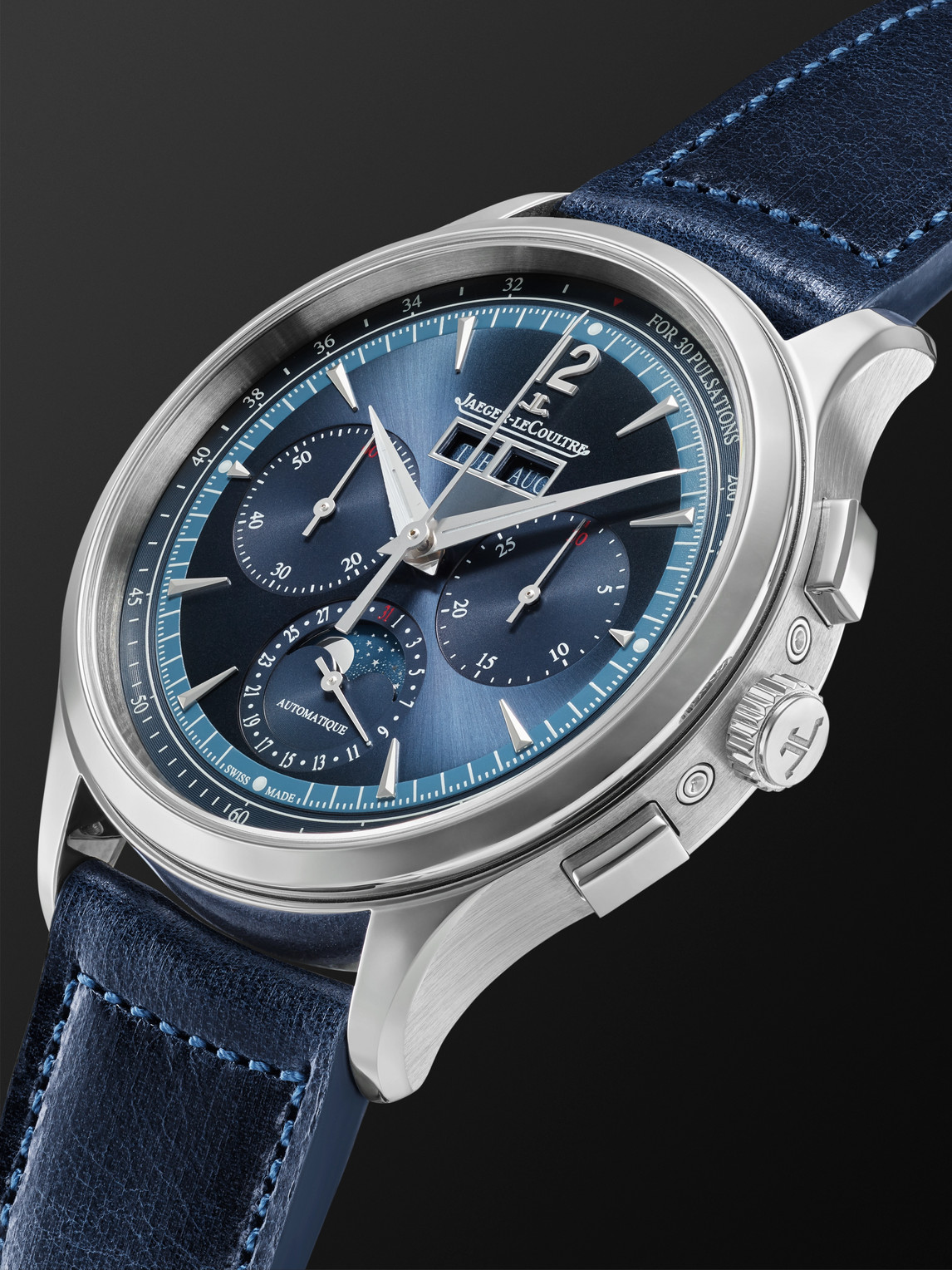  Jaeger-lecoultre - Master Control Automatic Chronograph 40mm Stainless Steel And Leather Watch, Ref. No. Jlq4138480 - Men - Blue 