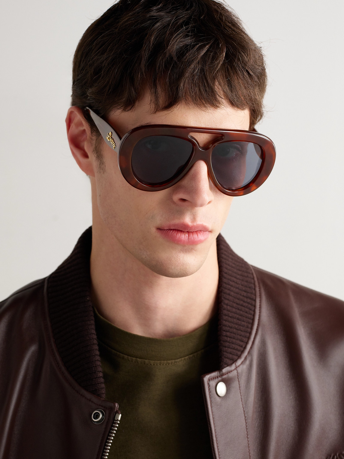 Loewe Curvy Aviator-style Tortoiseshell Acetate Sunglasses In Brown