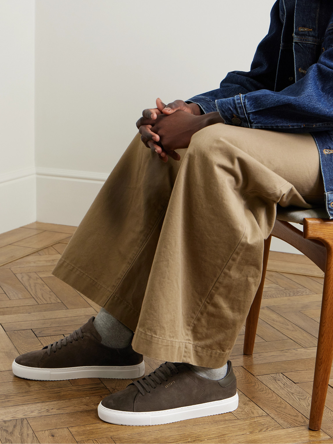 AXEL ARIGATO CLEAN 90 LEATHER-TRIMMED SUEDE SNEAKERS
