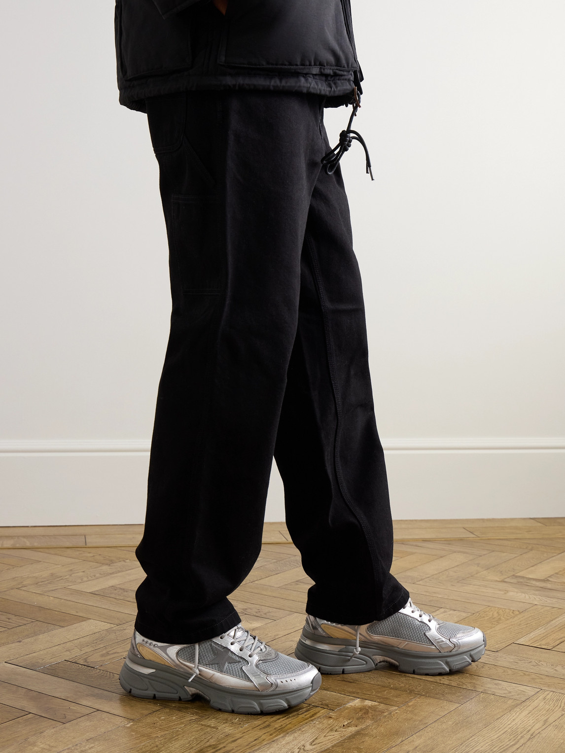 Golden Goose Lightstar Rubber-trimmed Metallic Leather And Mesh Sneakers In Silver