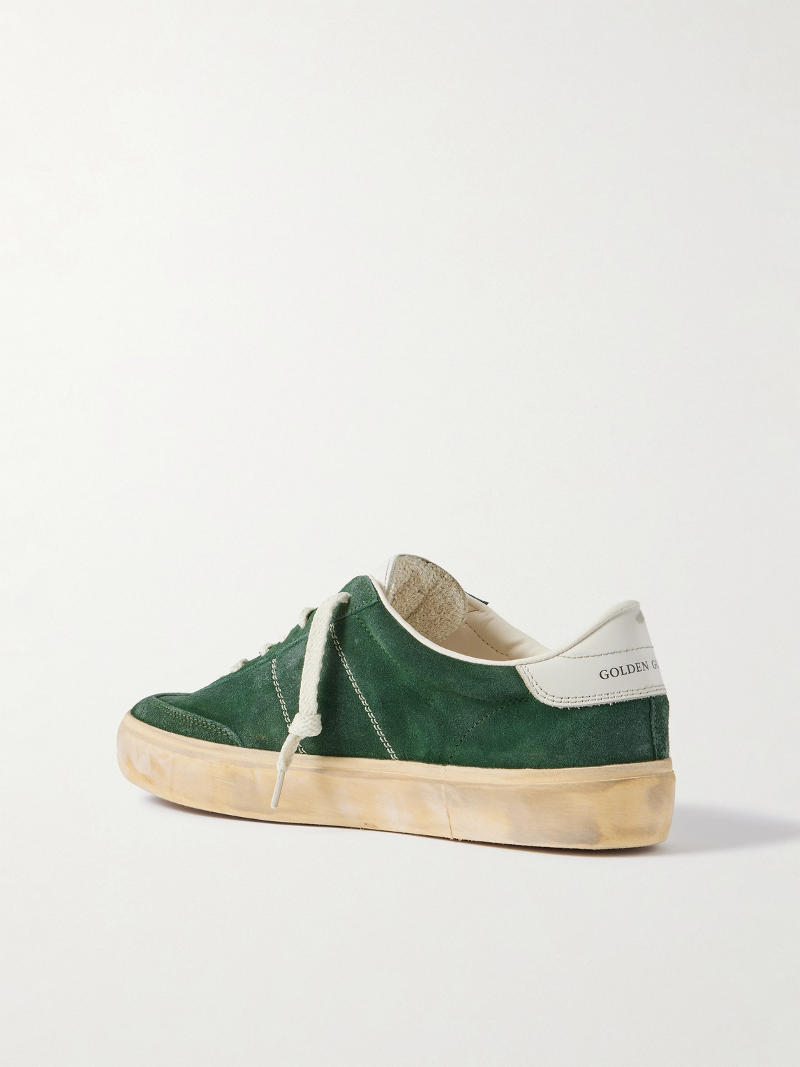 Golden Goose Soul-star Distressed Leather-trimmed Suede Sneakers In Green