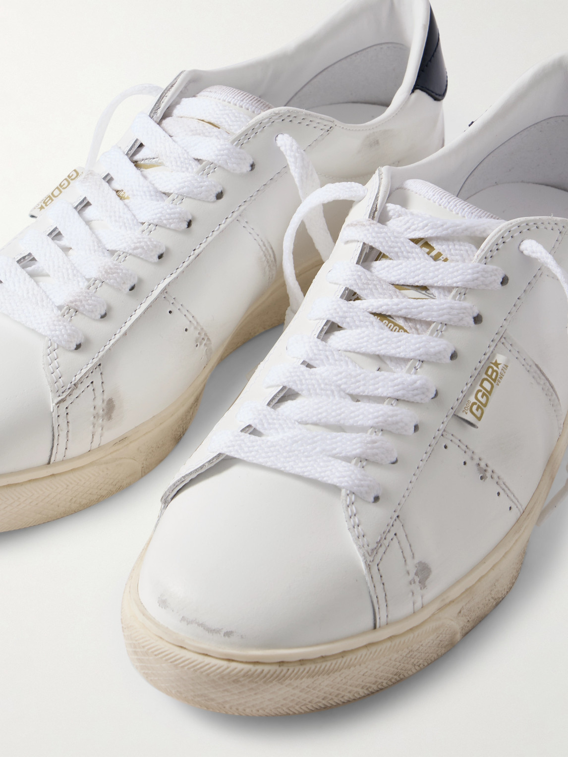 Golden Goose Leather Low-top Soul Star Sneakers With Used Effect In White