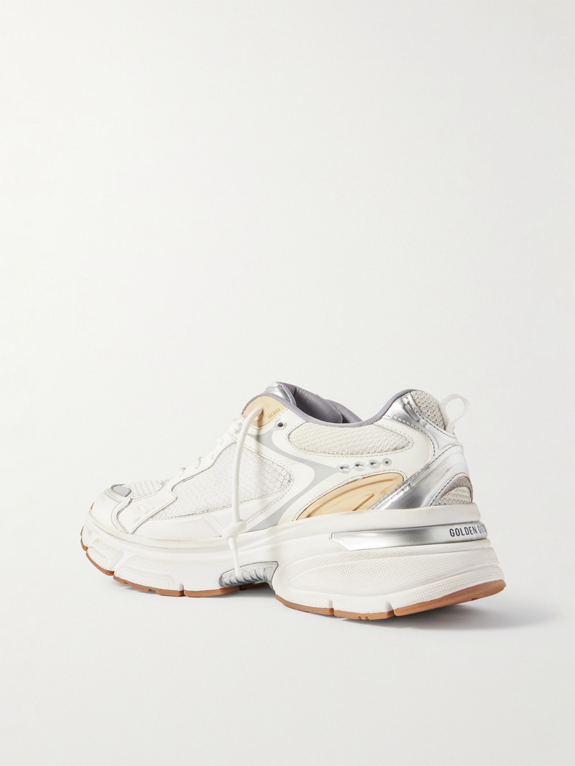 Golden Goose Lightstar Net Leather And Suede Upper Tpu Star Net Heel And Spur In White