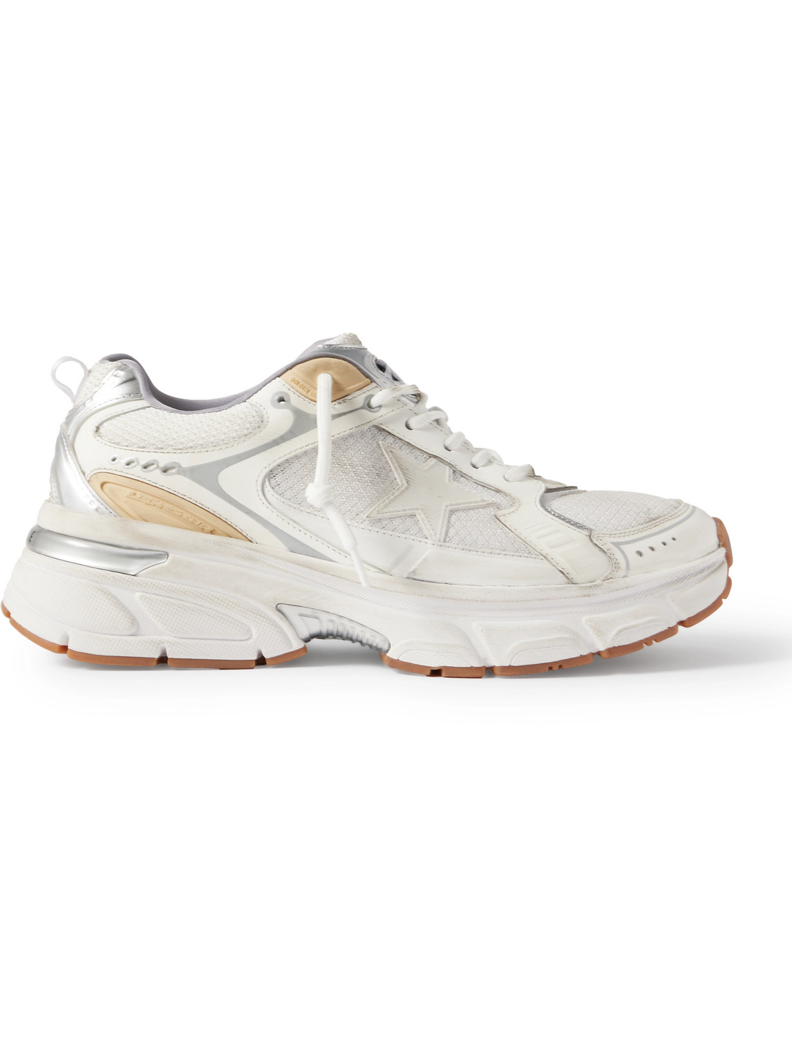 Golden Goose Lightstar Net Leather And Suede Upper Tpu Star Net Heel And Spur In White