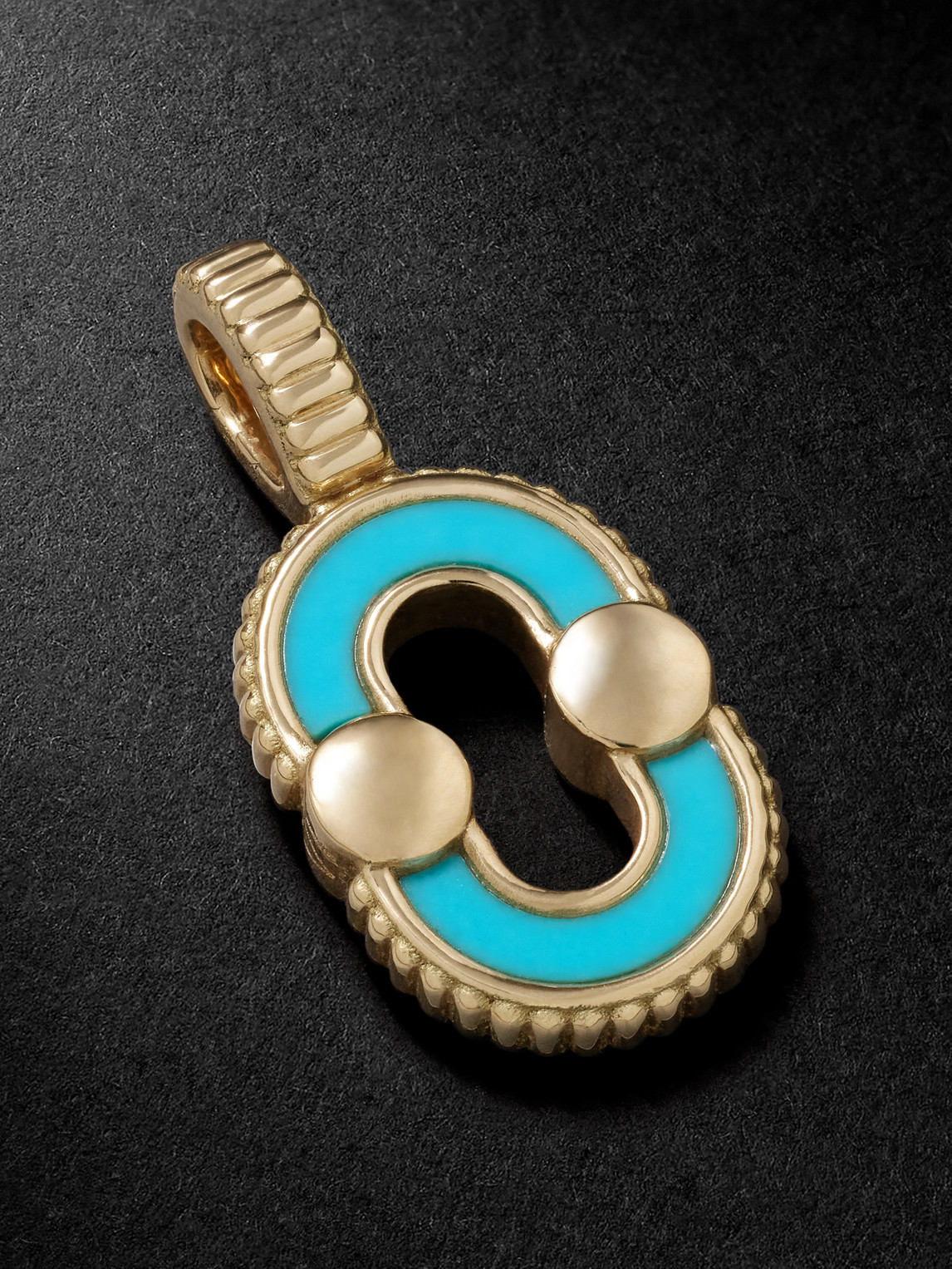 Viltier Magnetic 18-karat Gold, Turquoise And Mother-of-pearl Pendant In Metallic