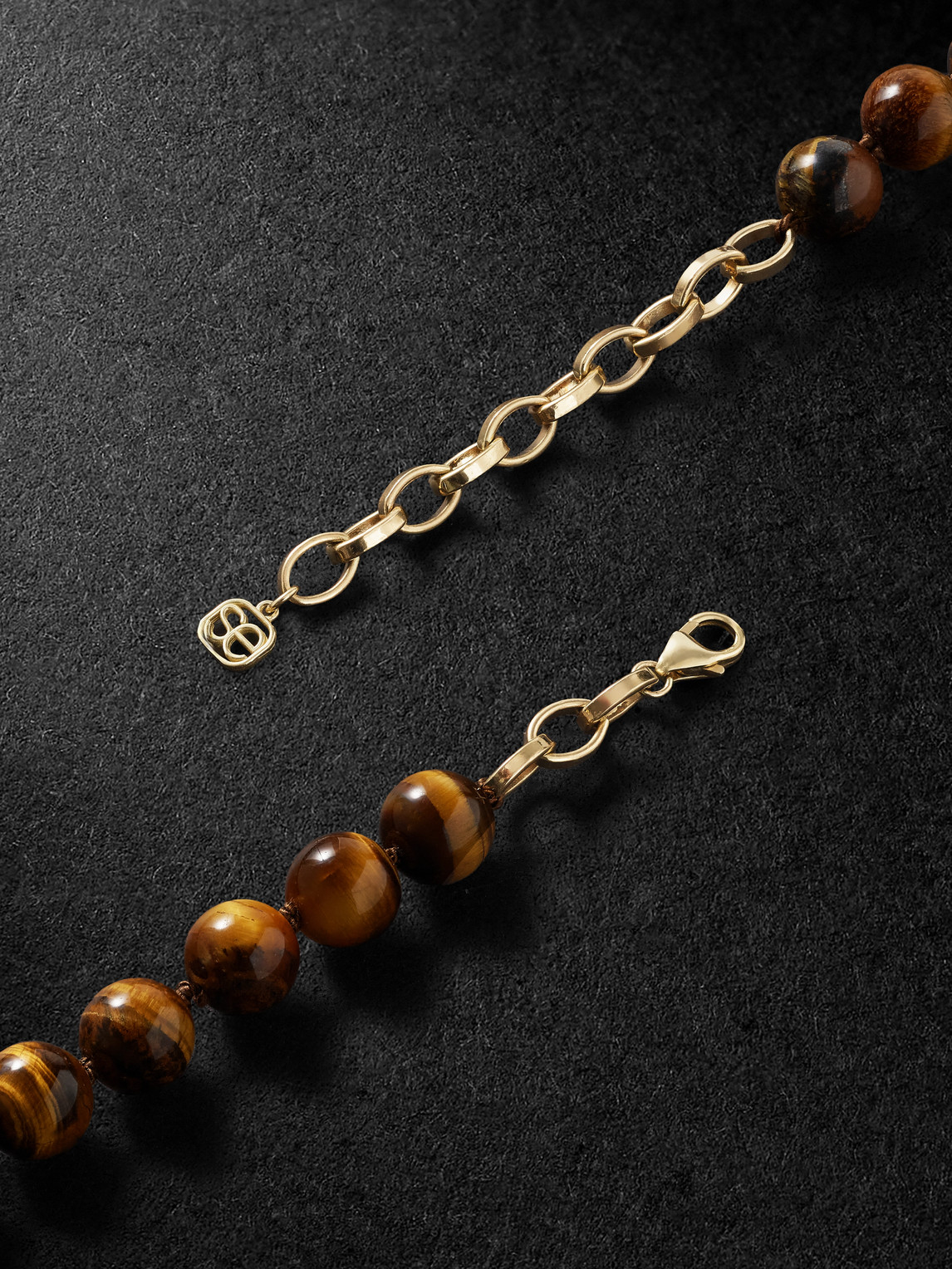 Sydney Evan 14-karat Gold, Tiger's Eye And Diamond Necklace In Gold