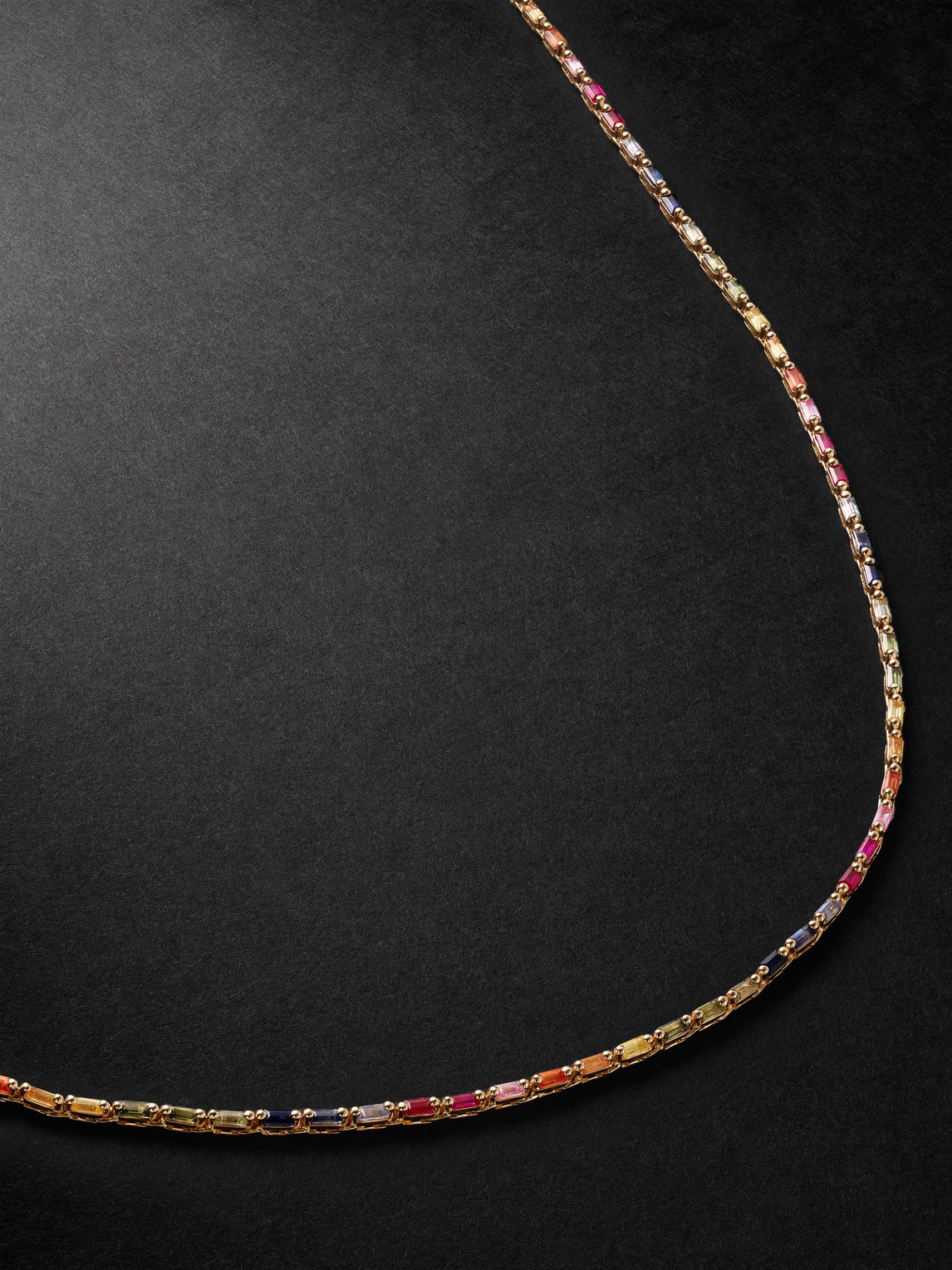 Suzanne Kalan Linear Full 18-karat Rose Gold Sapphire Tennis Necklace In Multi