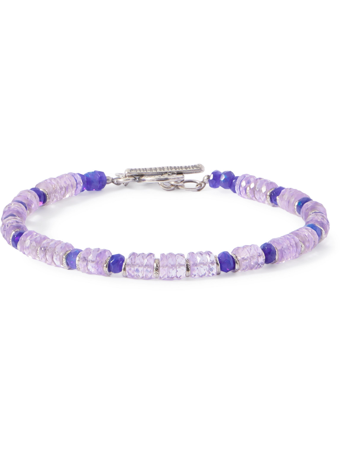 Peyote Bird Caladesi Silver, Amethyst And Ethiopian Opal Beaded Bracelet In Purple
