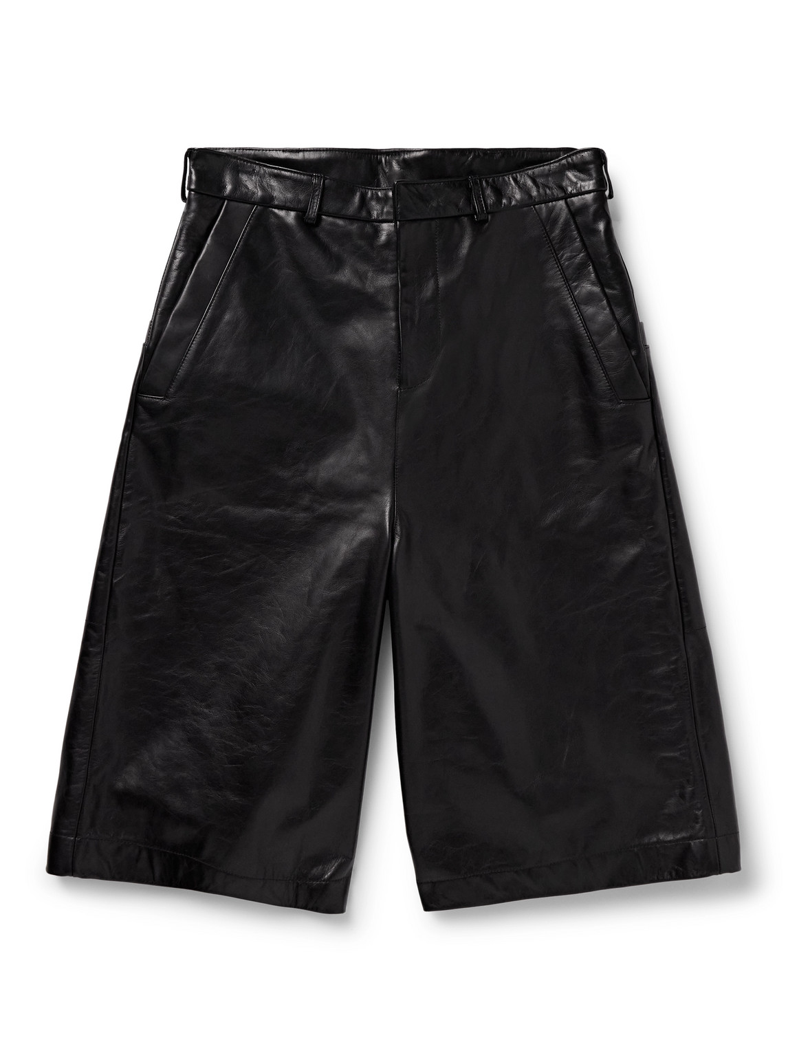 Entire Studios Area Straight-leg Leather Shorts In Black | ModeSens