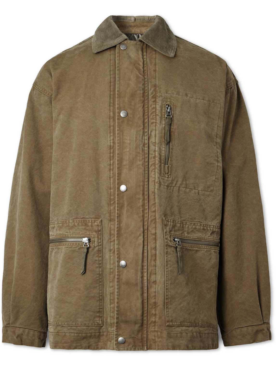 Isabel Marant Kimel Corduroy-trimmed Cotton-canvas Field Jacket In Brown