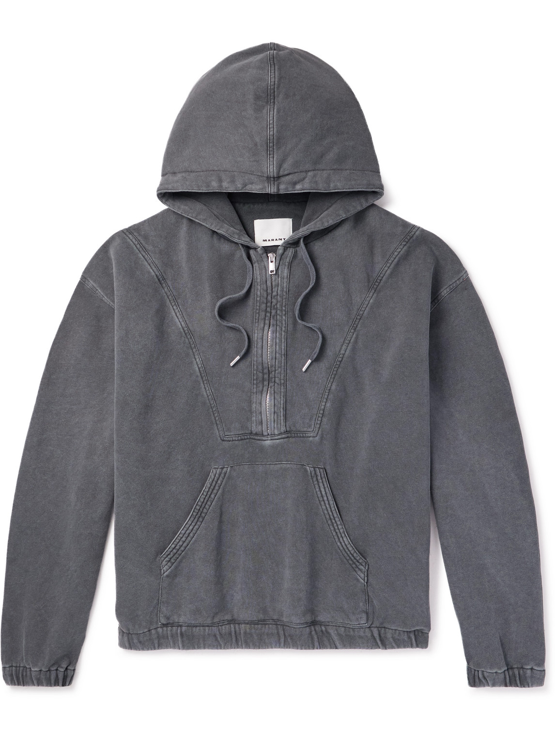Isabel Marant Yanis Cotton-jersey Half-zip Hoodie In Grey