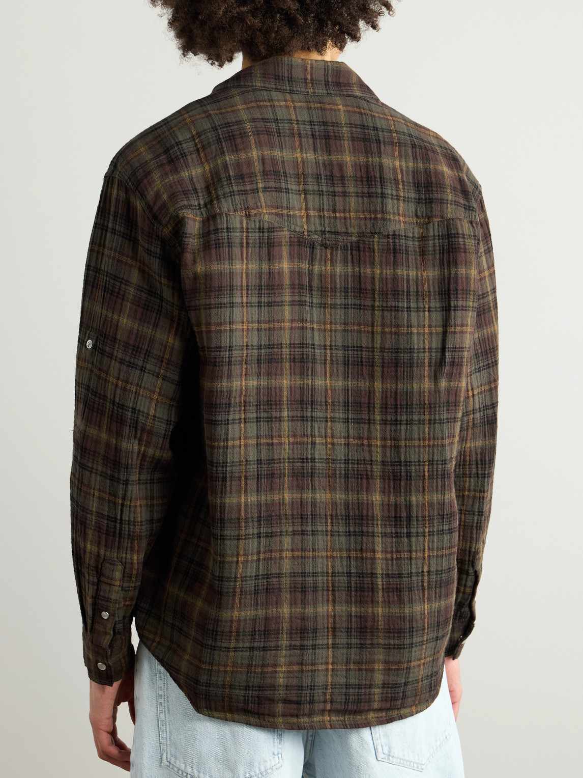 Shop Isabel Marant Panema Checked Cotton-gauze Western Shirt In Brown