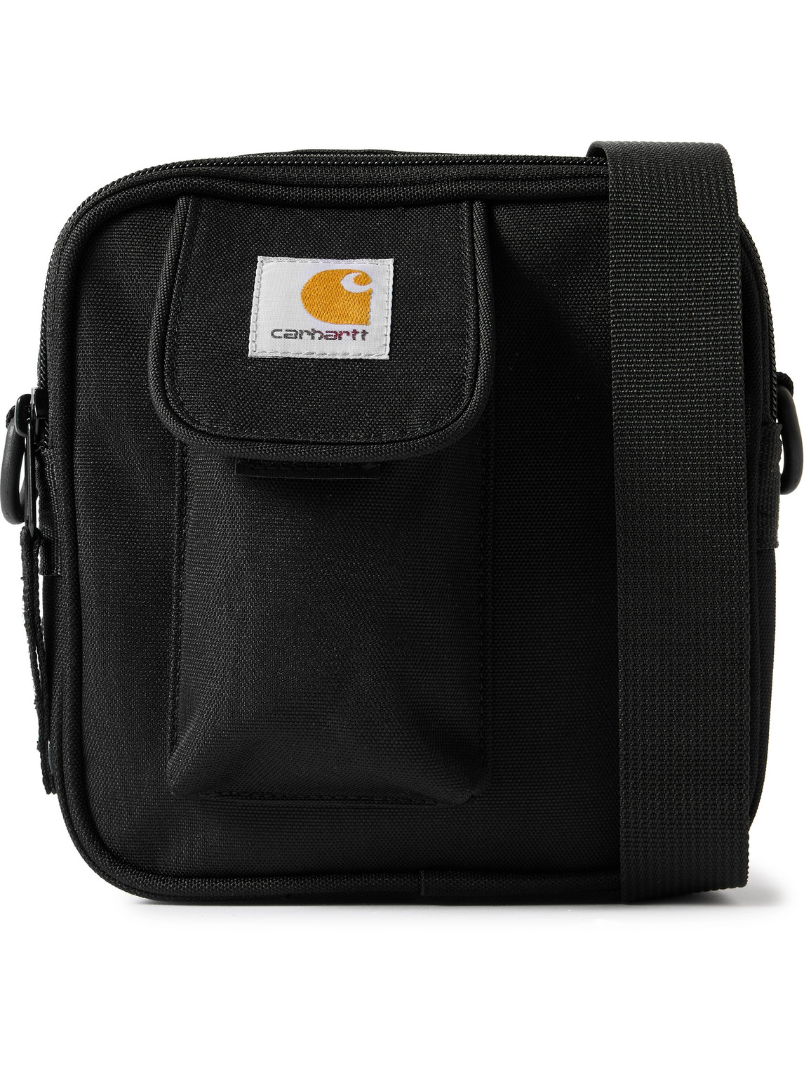 Carhartt Essentials Small Logo-appliquéd Recycled-canvas Messenger Bag In Black